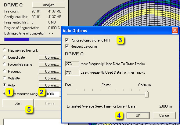 Running a defrag with Disktrix UltimateDefrag